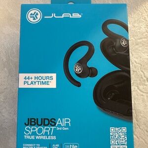 Black Wireless Earbud Headphones with Sporty Ear Hooks